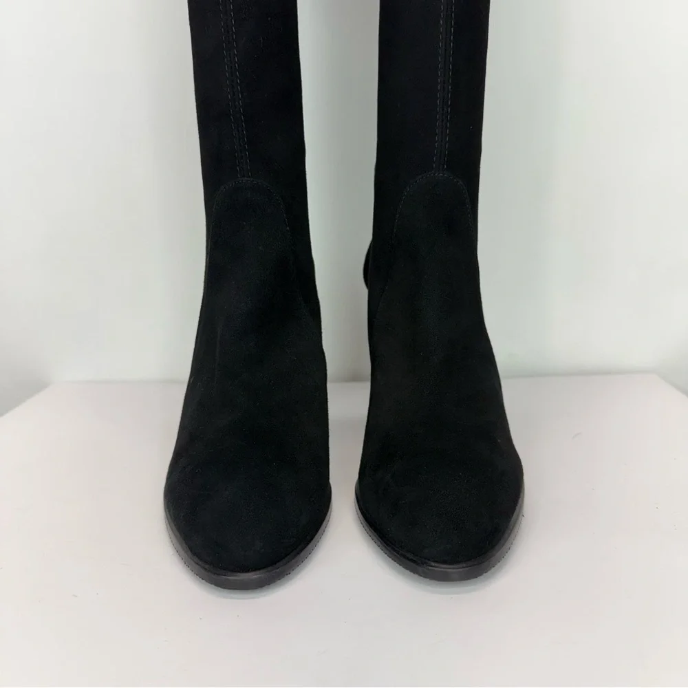 New Stuart Weitzman Highland Over The Knee Boot Black Suede Sz 9